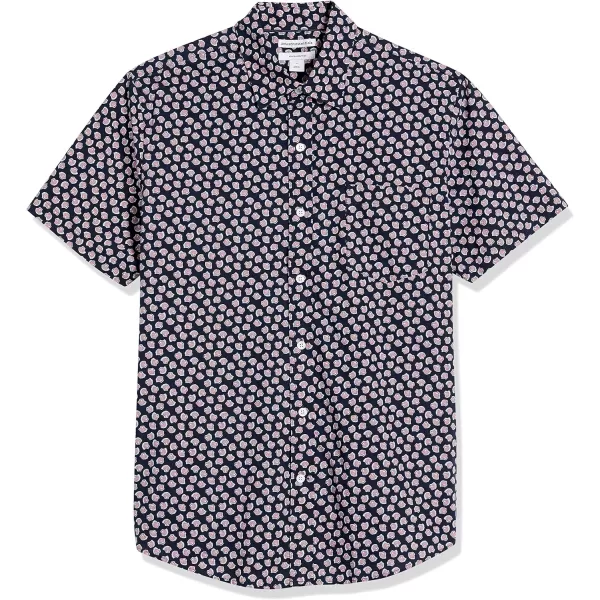 Amazon Essentials Mens SlimFit ShortSleeve Print ShirtNavy Seashells