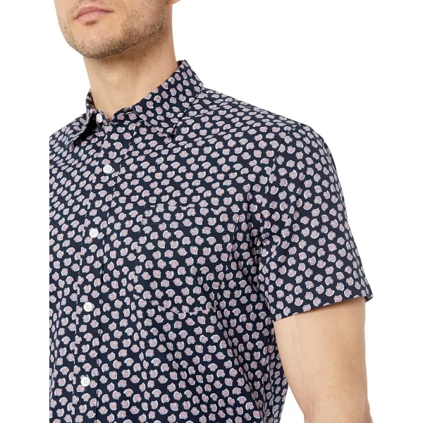 Amazon Essentials Mens SlimFit ShortSleeve Print ShirtNavy Seashells