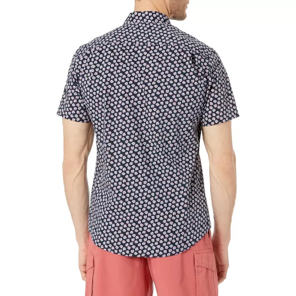 Amazon Essentials Mens SlimFit ShortSleeve Print ShirtNavy Seashells