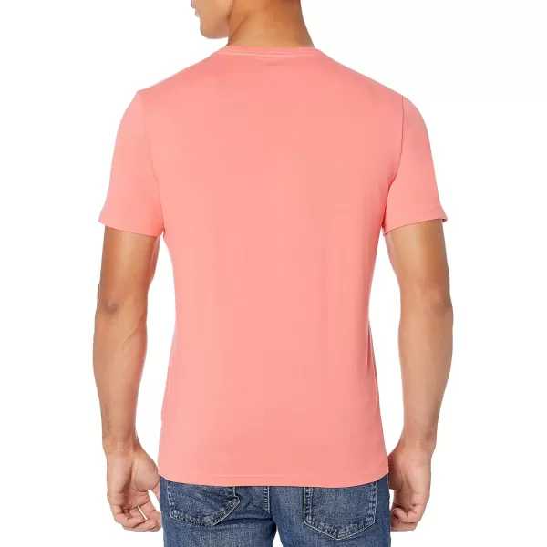 Amazon Essentials Mens SlimFit ShortSleeve VNeck TShirt Pack of 2Coral PinkDark Navy