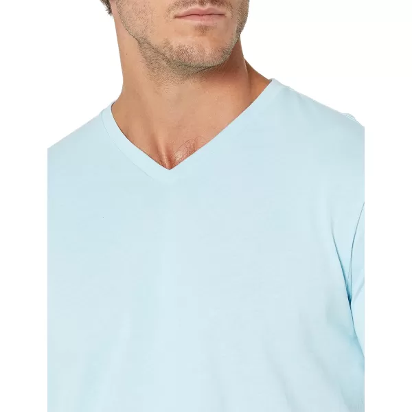 Amazon Essentials Mens SlimFit ShortSleeve VNeck TShirt Pack of 2Light Blue