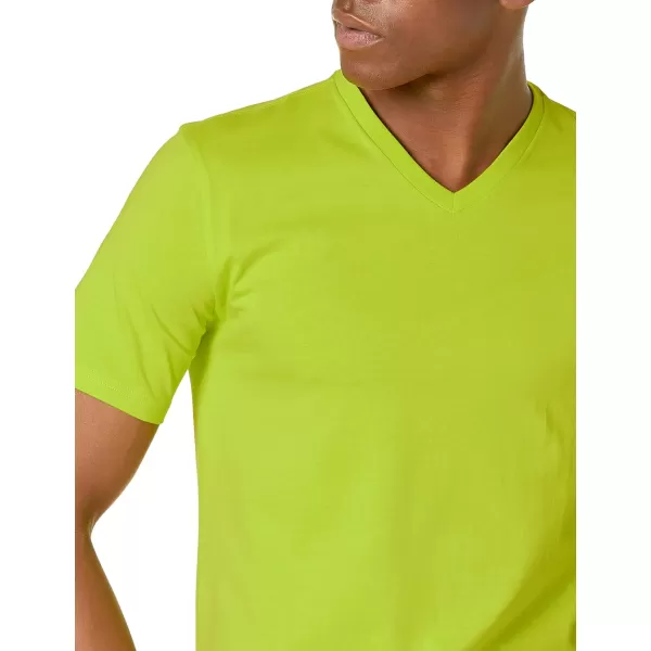 Amazon Essentials Mens SlimFit ShortSleeve VNeck TShirt Pack of 2Lime GreenDark Navy