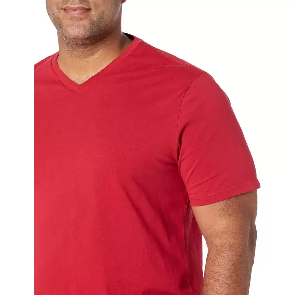 Amazon Essentials Mens SlimFit ShortSleeve VNeck TShirt Pack of 2Red