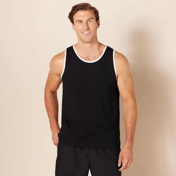 Amazon Essentials Mens SlimFit Tank TopBlackWhite