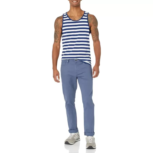 Amazon Essentials Mens SlimFit Tank TopBlueWhite Stripe