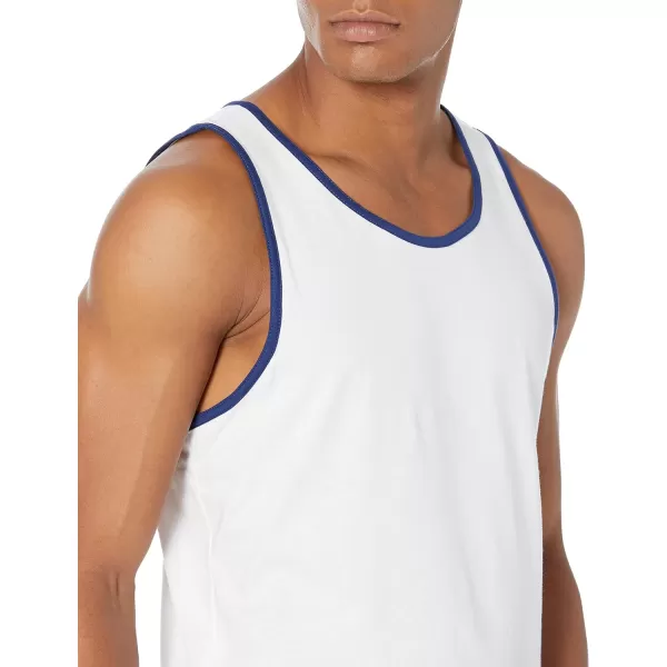 Amazon Essentials Mens SlimFit Tank TopWhiteBlue