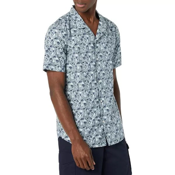 Amazon Essentials Mens SlimFit Vacation ShirtBlue Floral