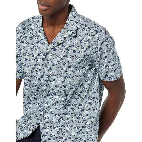 Amazon Essentials Mens SlimFit Vacation ShirtBlue Floral