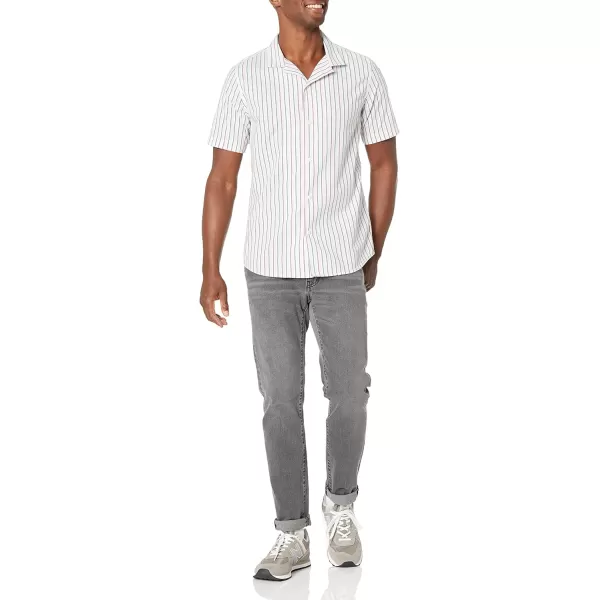 Amazon Essentials Mens SlimFit Vacation ShirtPinkTeal Blue Stripe