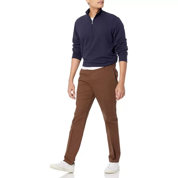 Amazon Essentials Mens SlimFit WrinkleResistant FlatFront Chino PantBrown
