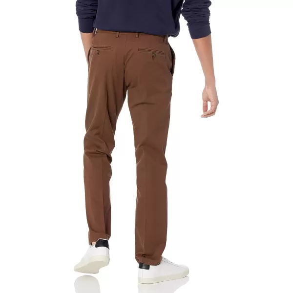 Amazon Essentials Mens SlimFit WrinkleResistant FlatFront Chino PantBrown