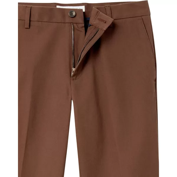 Amazon Essentials Mens SlimFit WrinkleResistant FlatFront Chino PantBrown