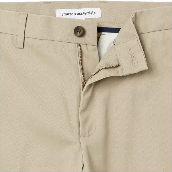 Amazon Essentials Mens SlimFit WrinkleResistant FlatFront Chino PantKhaki Brown