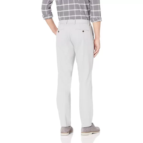 Amazon Essentials Mens SlimFit WrinkleResistant FlatFront Chino PantLight Grey