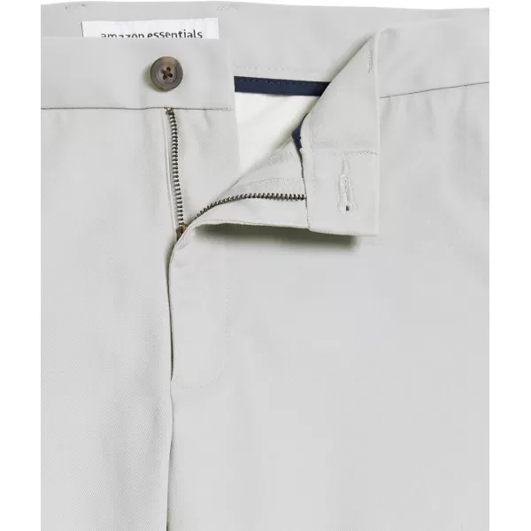 Amazon Essentials Mens SlimFit WrinkleResistant FlatFront Chino PantLight Grey