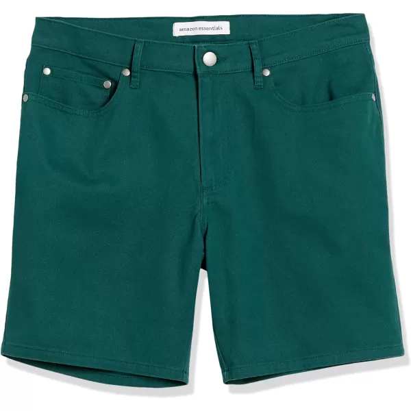 Amazon Essentials Mens Slimfit 7 Inseam Stretch 5Pocket ShortDark Green