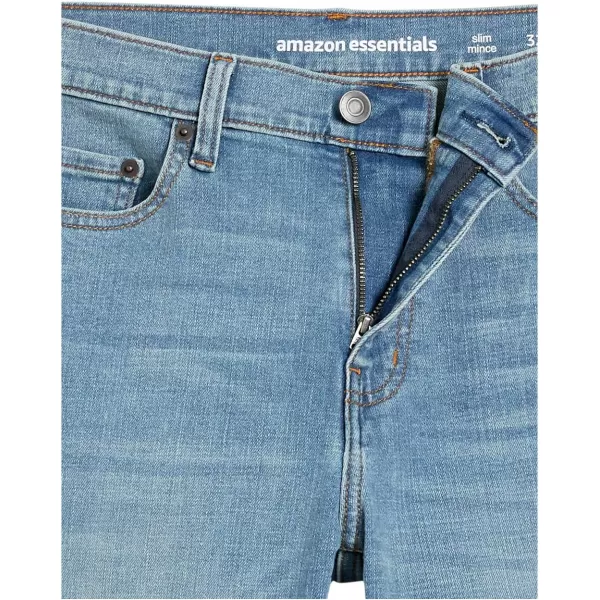 Amazon Essentials Mens Slimfit 9 Inseam Denim ShortLight Wash