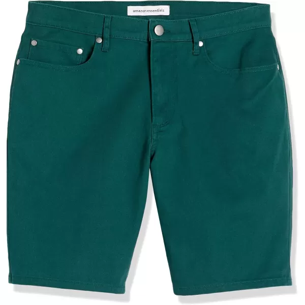 Amazon Essentials Mens Slimfit 9 Inseam Stretch 5Pocket ShortDark Green