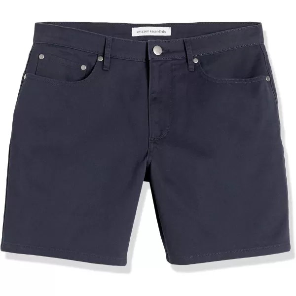 Amazon Essentials Mens Slimfit 9 Inseam Stretch 5Pocket ShortMidnight Blue