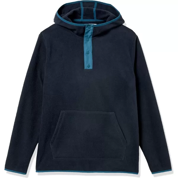 Amazon Essentials Mens SnapFront Hooded Polar Fleece JacketBlue Navy Color Block