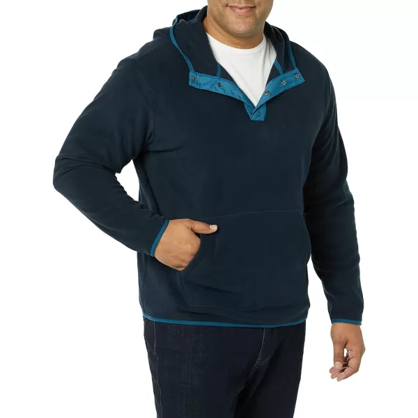 Amazon Essentials Mens SnapFront Hooded Polar Fleece JacketBlue Navy Color Block