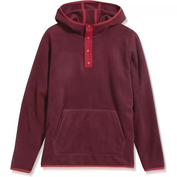 Amazon Essentials Mens SnapFront Hooded Polar Fleece JacketBurgundyRed Color Block