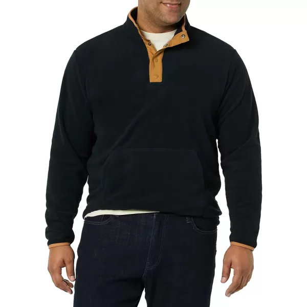 Amazon Essentials Mens SnapFront Pullover Polar Fleece JacketBlack Camel Color Block