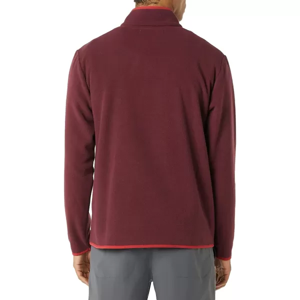 Amazon Essentials Mens SnapFront Pullover Polar Fleece JacketBurgundyRed Color Block