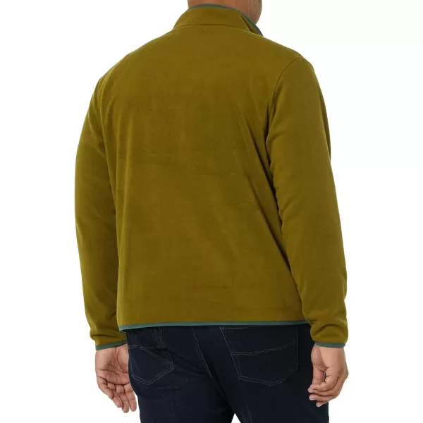 Amazon Essentials Mens SnapFront Pullover Polar Fleece JacketOliveGreen Color Block