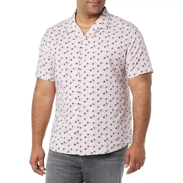 Amazon Essentials Mens StandardFit Vacation ShirtLavender Palm Leaf Print