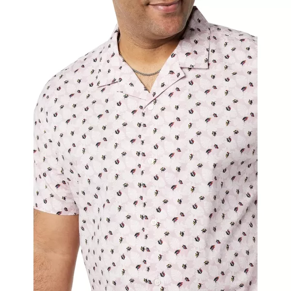 Amazon Essentials Mens StandardFit Vacation ShirtLavender Palm Leaf Print