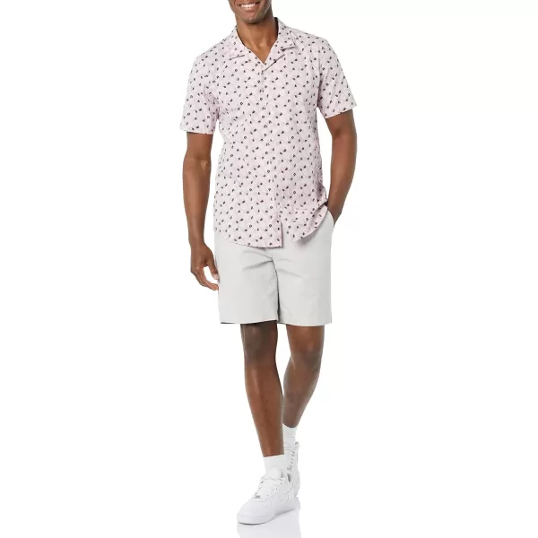 Amazon Essentials Mens StandardFit Vacation ShirtLavender Palm Leaf Print