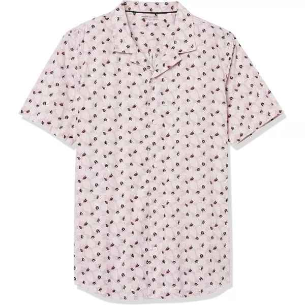 Amazon Essentials Mens StandardFit Vacation ShirtLavender Palm Leaf Print