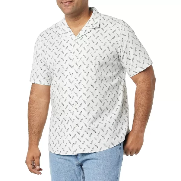 Amazon Essentials Mens StandardFit Vacation ShirtLight Blue Bird Print