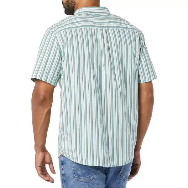 Amazon Essentials Mens StandardFit Vacation ShirtLight Blue Stripe