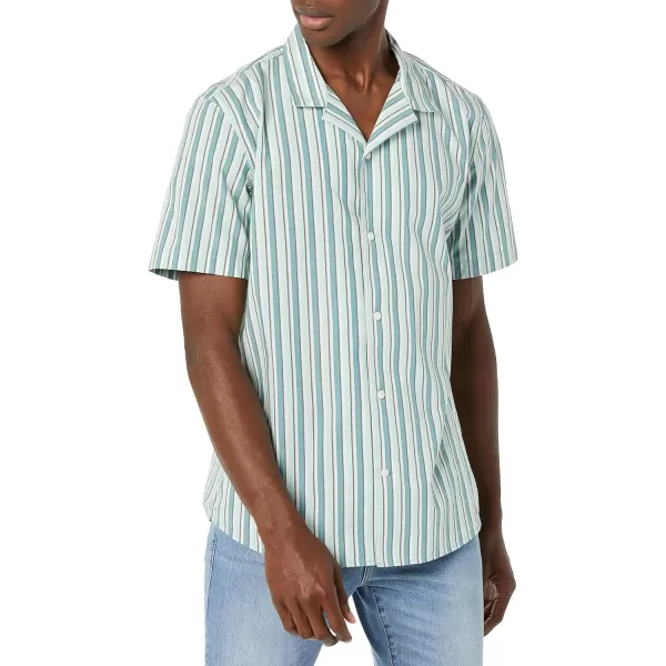 Amazon Essentials Mens StandardFit Vacation ShirtLight Blue Stripe