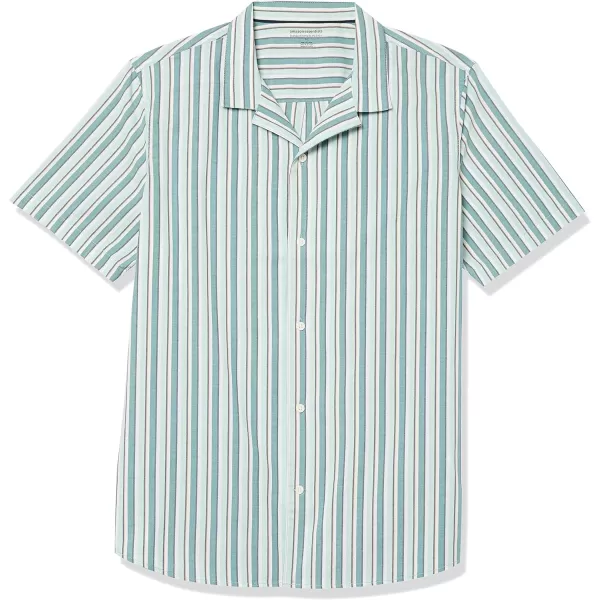 Amazon Essentials Mens StandardFit Vacation ShirtLight Blue Stripe