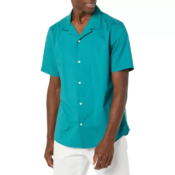 Amazon Essentials Mens StandardFit Vacation ShirtTeal Blue