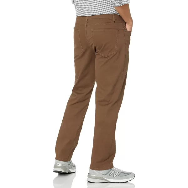 Amazon Essentials Mens StraightFit 5Pocket Stretch Twill PantBrown