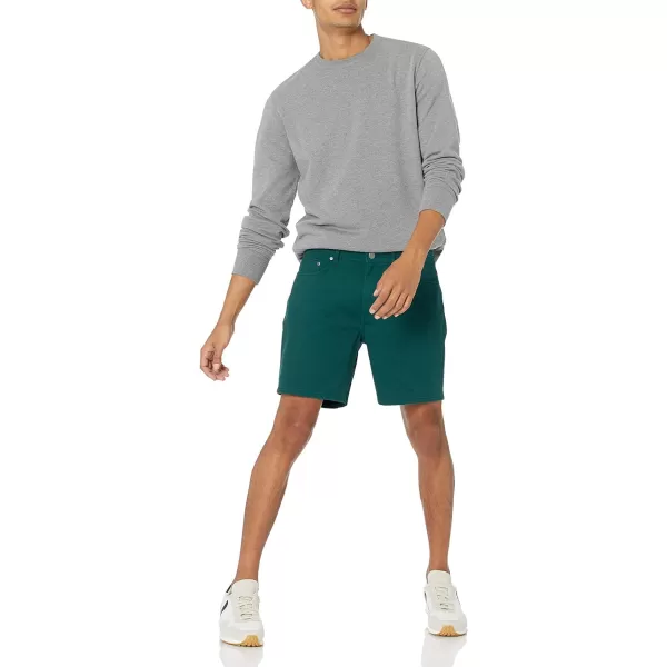 Amazon Essentials Mens StraightFit 7 Inseam Stretch 5Pocket ShortsDark Green