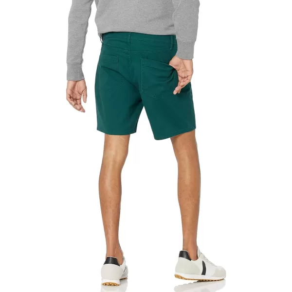 Amazon Essentials Mens StraightFit 7 Inseam Stretch 5Pocket ShortsDark Green