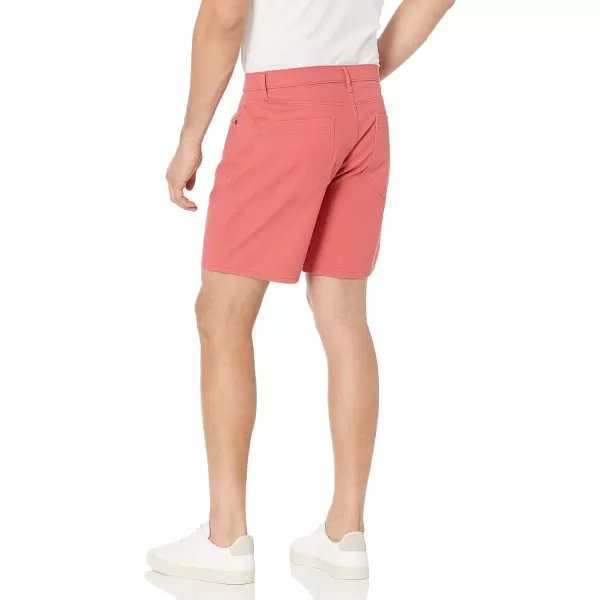 Amazon Essentials Mens StraightFit 7 Inseam Stretch 5Pocket ShortsWashed Red