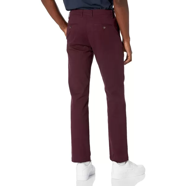 Amazon Essentials Mens StraightFit Casual Stretch Khaki PantBurgundy