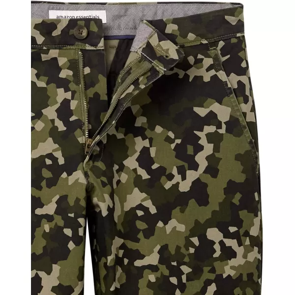 Amazon Essentials Mens StraightFit Casual Stretch Khaki PantOlive Geo Camo