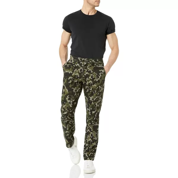 Amazon Essentials Mens StraightFit Casual Stretch Khaki PantOlive Geo Camo