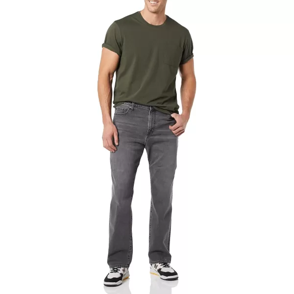 Amazon Essentials Mens StraightFit Stretch Bootcut JeanWashed Grey