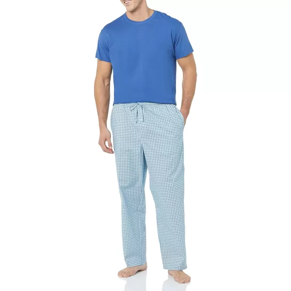 Amazon Essentials Mens StraightFit Woven Pajama PantBlue Geo Print