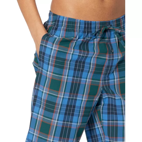 Amazon Essentials Mens StraightFit Woven Pajama PantBlue Green Large Plaid