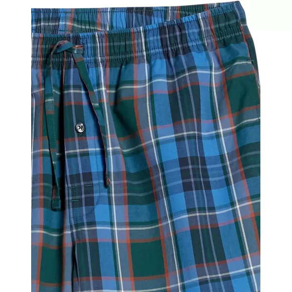 Amazon Essentials Mens StraightFit Woven Pajama PantBlue Green Large Plaid