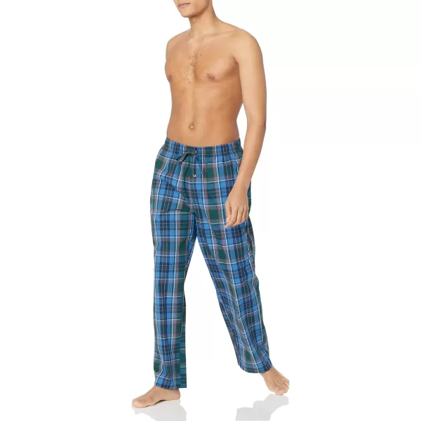 Amazon Essentials Mens StraightFit Woven Pajama PantBlue Green Large Plaid